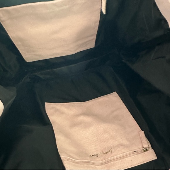 Victoria’s Secret Canvas Tote Bag Pink With Black Sequins Love - Picture 5 of 8